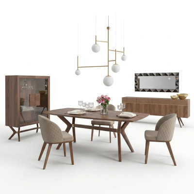 Conception moderne Salle à manger Ensemble complet Table à manger 4x Chaises Buffet de luxe Nouvelle vitrine