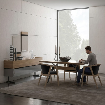 Ensemble de salle à manger de luxe 8 pièces Table à manger complète Chaises Buffet avec 2 miroirs neufs