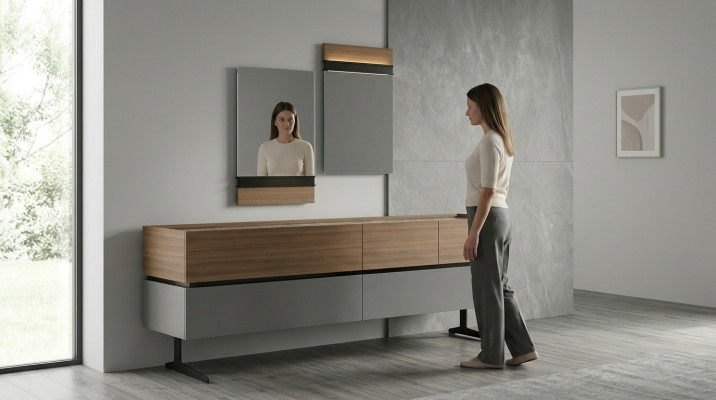 Buffet de luxe pour salle à manger complet 2x miroir Design de mobilier moderne
