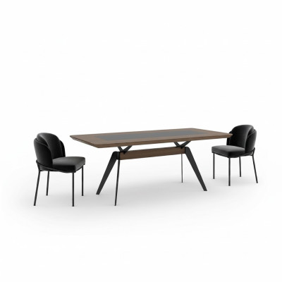 Set de salle à manger de luxe Table à manger 4 chaises Chaise en textile Ensemble de salle à manger Neuf