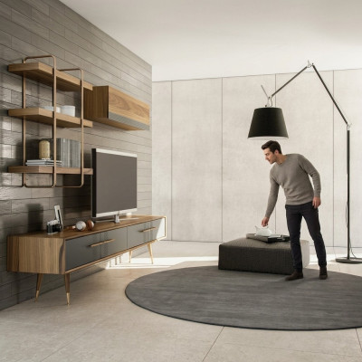 Meuble TV moderne Ensemble de design de meuble TV Mural Etagère murale de salon Armoire murale de luxe