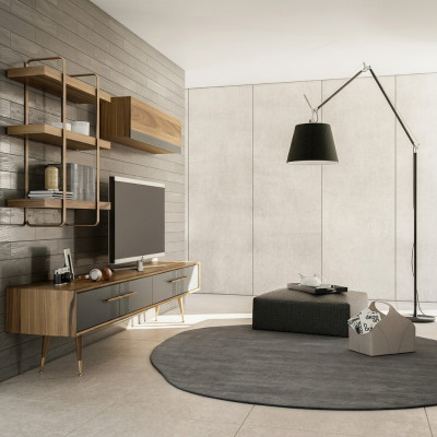 Meuble TV moderne Ensemble de design de meuble TV Mural Etagère murale de salon Armoire murale de luxe