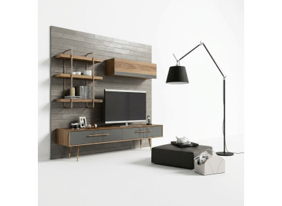 Meuble TV moderne Ensemble de design de meuble TV Mural Etagère murale de salon Armoire murale de luxe
