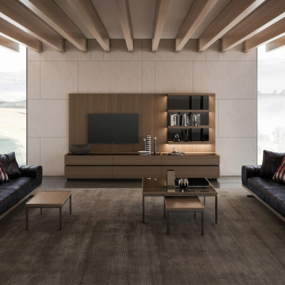 Meubles en bois Salon de luxe Unité murale Design moderne Ameublement neuf