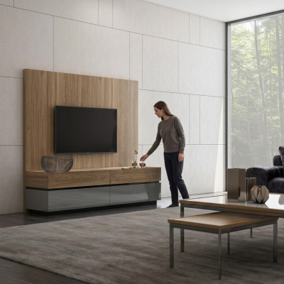 Unité murale Télé Mural Style Bois Moderne Meuble de salon Meuble TV Bas Mobilier neuf