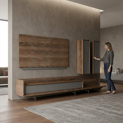 Mobilier de salon TV Lowboard Meuble mural complet pour TV Cadre de télévision Mobilier designer
