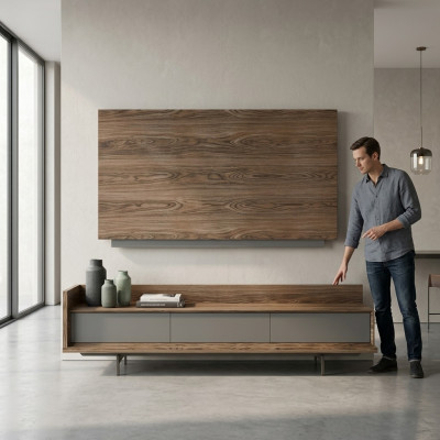 Unité murale de luxe pour la télévision, meuble TV bas, cadre TV - Mobilier complet pour le salon et l'ameublement.