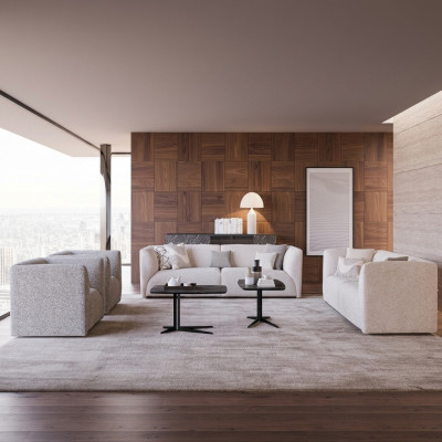 Ensemble de canapés de luxe avec revêtement en tissu 2x canapé trois places 2 fauteuils canapé 3+3+1+1