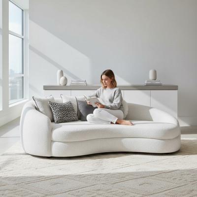 Canapé trois places blanc de luxe moderne Mobilier rembourré Canapé Textile Mobilier design