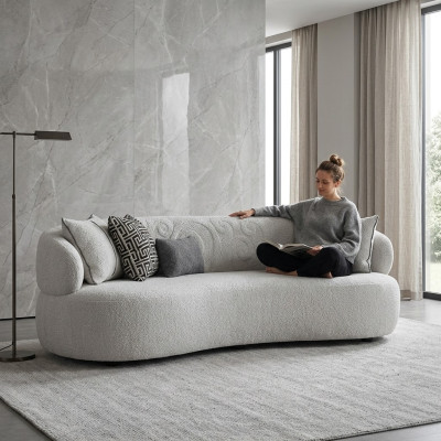 Salon Canapé blanc Trois places Textile Mobilier rembourré Moderne Meubles design