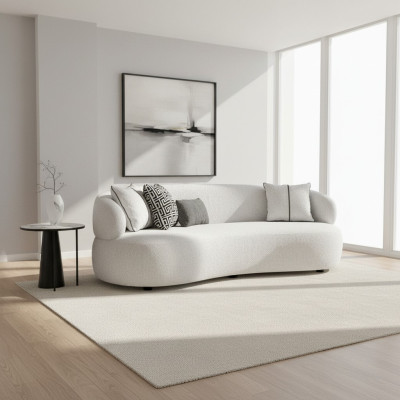 Salon Canapé blanc Trois places Textile Mobilier rembourré Moderne Meubles design