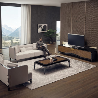 Meubles rembourrés Canapé Divan Designer 2x Canapés trois places Modernes en Blanc Aménagement