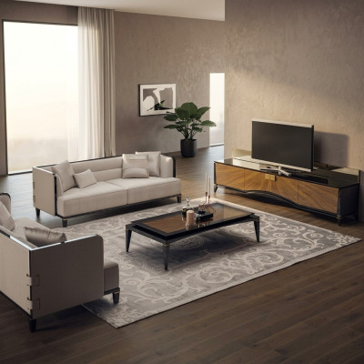 Meubles rembourrés Canapé Divan Designer 2x Canapés trois places Modernes en Blanc Aménagement