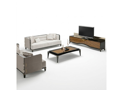 Meubles rembourrés Canapé Divan Designer 2x Canapés trois places Modernes en Blanc Aménagement