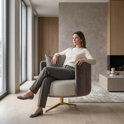 Fauteuil design innovant pour meubles de salon modernes fabriqués en imitation cuir de haute qualité.