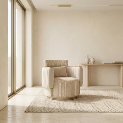 Fauteuil beige Salon de luxe Mobilier rembourré Design Aménagement moderne Nouveau
