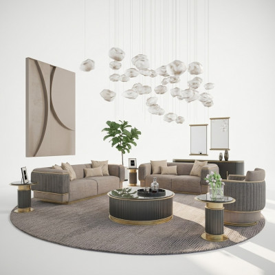 Canapé rembourré en 3 pièces, composé d'un canapé trois places, d'un fauteuil moderne et d'un canapé deux places pour le salon.