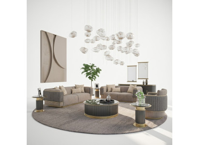 Canapé rembourré en 3 pièces, composé d'un canapé trois places, d'un fauteuil moderne et d'un canapé deux places pour le salon.