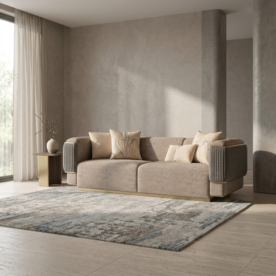Canapé trois places gris de luxe Design Meubles rembourrés Canapé de salon moderne Sofas Couch