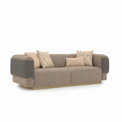 Canapé trois places gris de luxe Design Meubles rembourrés Canapé de salon moderne Sofas Couch