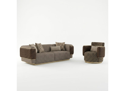 Tissu d'ameublement Canapé 2 pièces Ensemble de salon Canapé trois places Canapé moderne Fauteuil