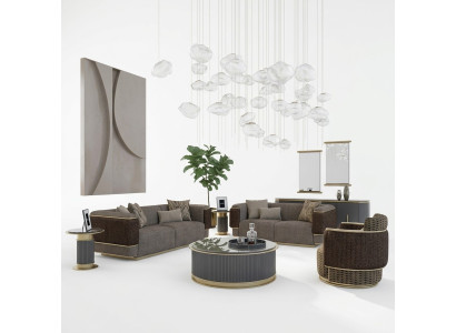 Salon Mobilier rembourré Canapé Ensemble Deux places Trois places Canapé Luxe Fauteuil