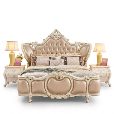 Meubles de chambre à coucher Lit 2x Tables de chevet Ensemble de luxe neuf Meubles classiques 3 pièces