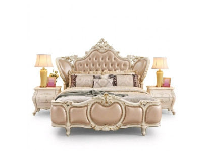 Meubles de chambre à coucher Lit 2x Tables de chevet Ensemble de luxe neuf Meubles classiques 3 pièces