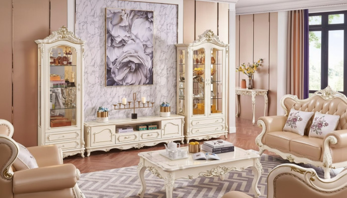 Ensemble de salon chic meuble classique TV stand 2x vitrine table basse