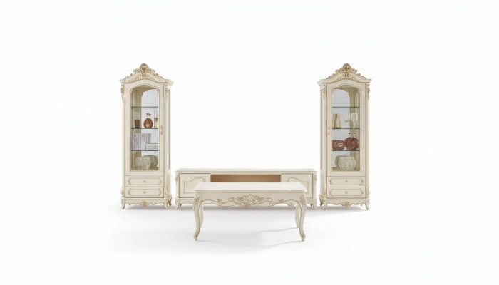 Ensemble de salon chic meuble classique TV stand 2x vitrine table basse