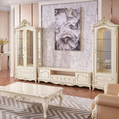 Set de salon de luxe, meuble TV, 2 vitrines, 3 pièces, nouvel espace intérieur
