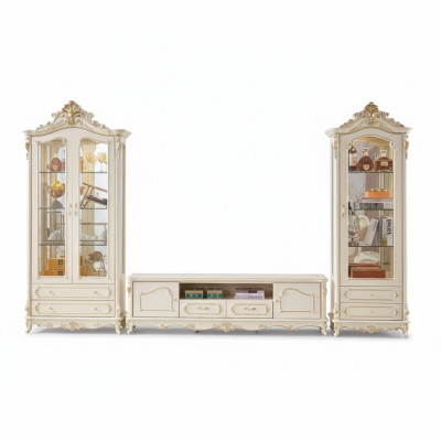 Set de salon de luxe, meuble TV, 2 vitrines, 3 pièces, nouvel espace intérieur