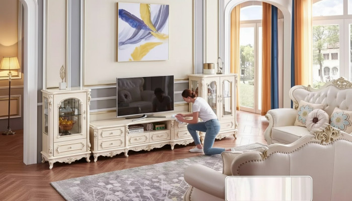 Salle de séjour pour ensemble de meubles classiques 3 pièces. Espace intérieur pour l'appartement.