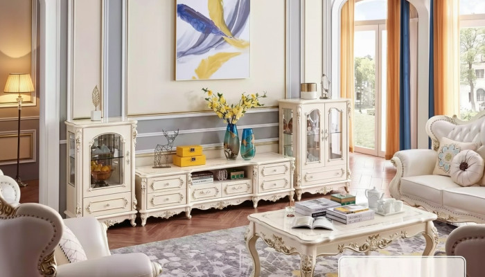 Salle de séjour pour ensemble de meubles classiques 3 pièces. Espace intérieur pour l'appartement.