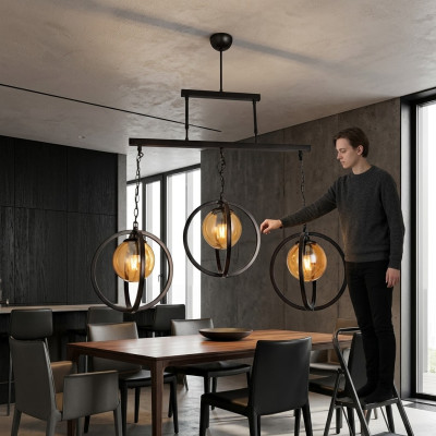 Lustre plafonnier en verre chic dans la maison pour le style du salon.