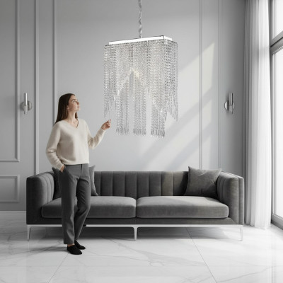 Lustre suspension brillant en chrome neuf lustre de salon