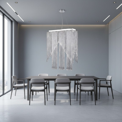 Lustre suspension brillant en chrome neuf lustre de salon