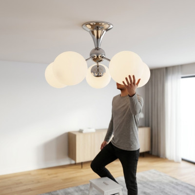 Lampe de plafond Une lampe à suspension en chrome Salon Lustre de luxe Luminaires Lampes