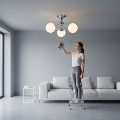 Lustre de plafond Luxueux Style en Verre Opalin pour Salon Maison 45x30cm