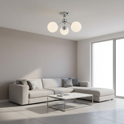 Lustre de plafond Luxueux Style en Verre Opalin pour Salon Maison 45x30cm