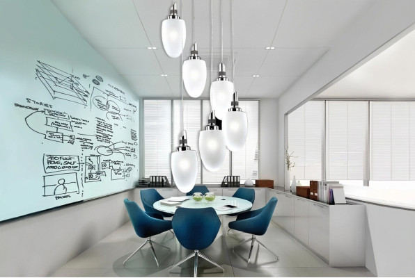 Plafonnier moderne en verre blanc pour salon de luxe 50x130 chrome