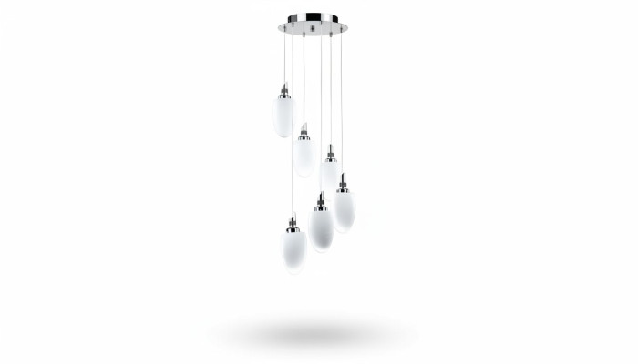 Plafonnier moderne en verre blanc pour salon de luxe 50x130 chrome