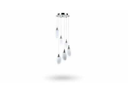 Plafonnier moderne en verre blanc pour salon de luxe 50x130 chrome