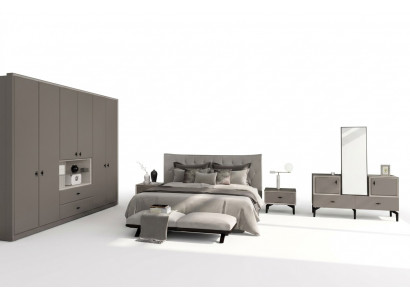 Chambre À Coucher Grise Ensemble Lit Designer Commode Armoire De Luxe 5pcs