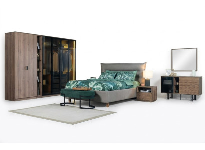Chambre à coucher Loft Design Lit Armoire Lits Commode Table de chevet 5 pièces