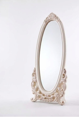 Miroir de sol dans le salon Bois classique blanc un nouveau luxe dans l'intérieur