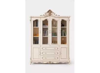 Étagère blanche pour le salon. Meubles classiques de luxe, nouveaux meubles.