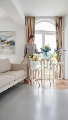 Stand de fleurs Style Classique R, étagère de luxe pour salon, colonne 3 pièces