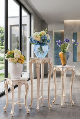 Stand de fleurs Style Classique R, étagère de luxe pour salon, colonne 3 pièces