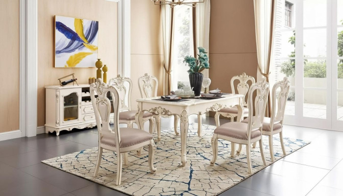 Salle à manger Ensemble de meubles pour votre perle intérieure blanc classique Meubles de 8 pièces